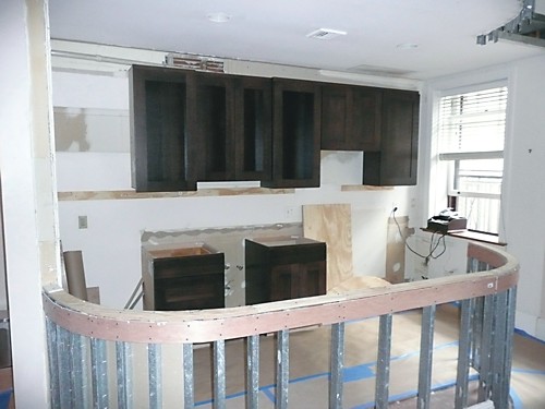 DURING rounded wall cut down to new counter height