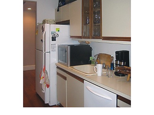 BEFORE basic cabinets and white appliances
