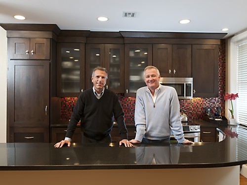 Henry and Neil in their finished kitchen